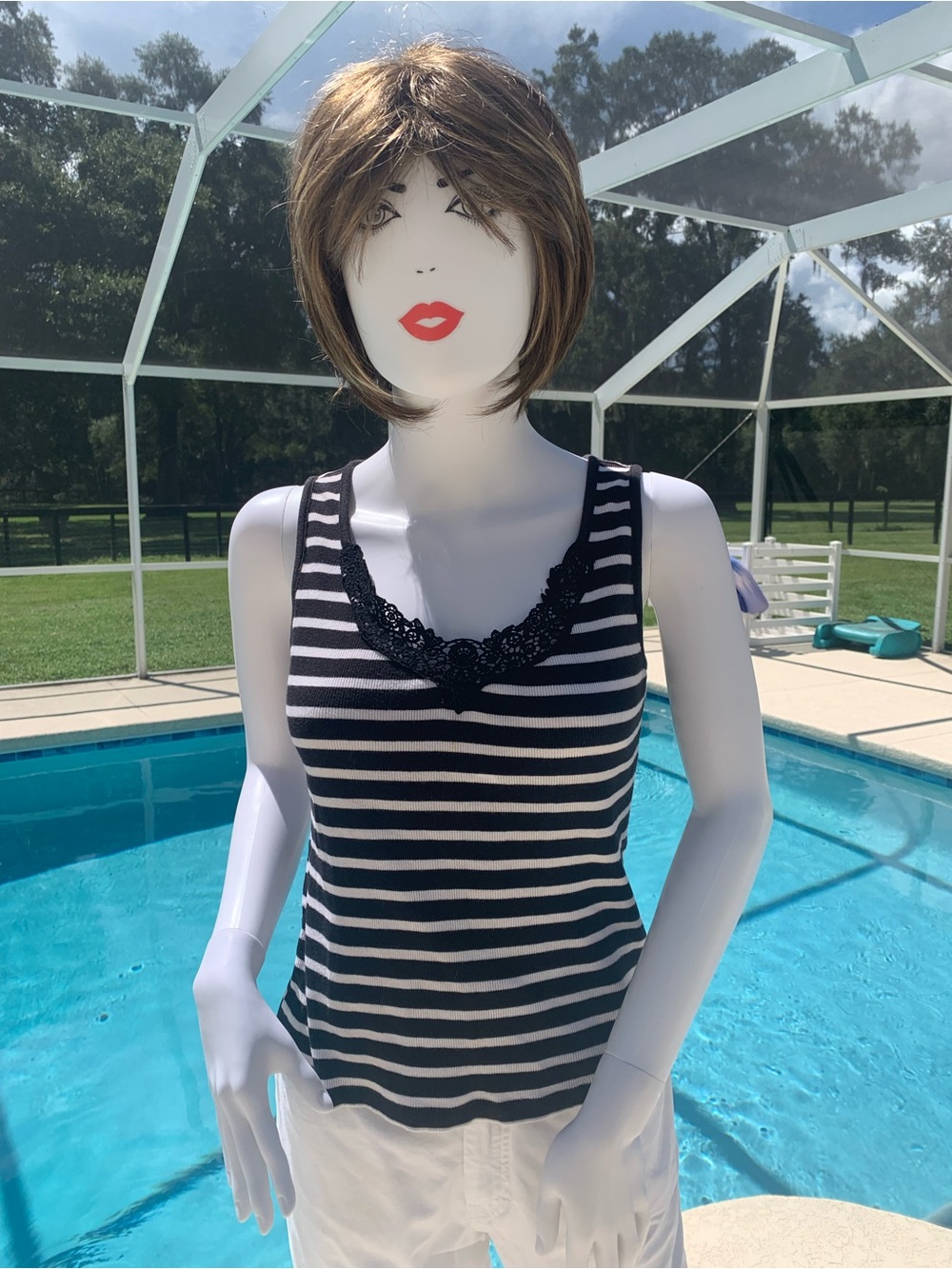 Ralph Lauren Black and White Striped Tank Top